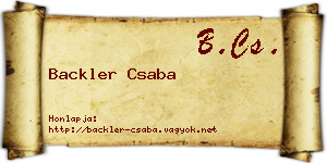 Backler Csaba névjegykártya